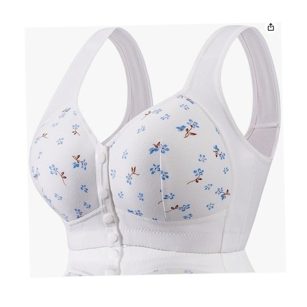 Daisy Bra Women Front Snap Closure Padded Bra Older Senior Wireless Comfort EUC